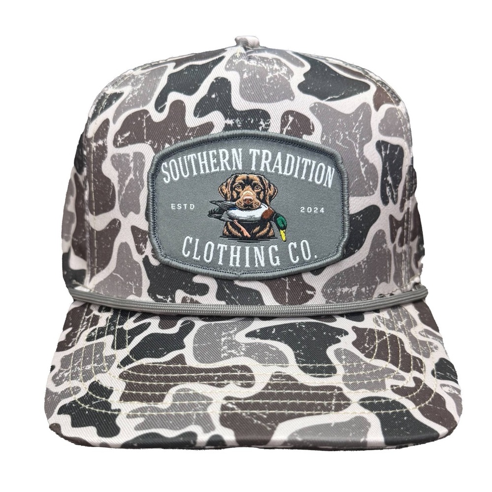 Southern Tradition Co Distressed Grey Camo Rope Cap
